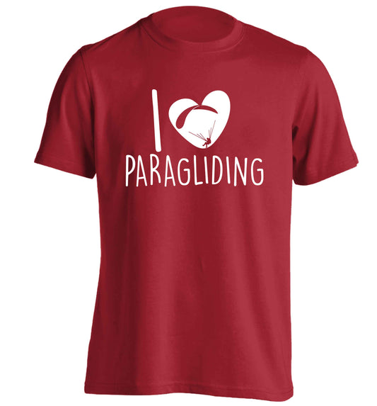 I love paragliding adults unisex red Tshirt 2XL