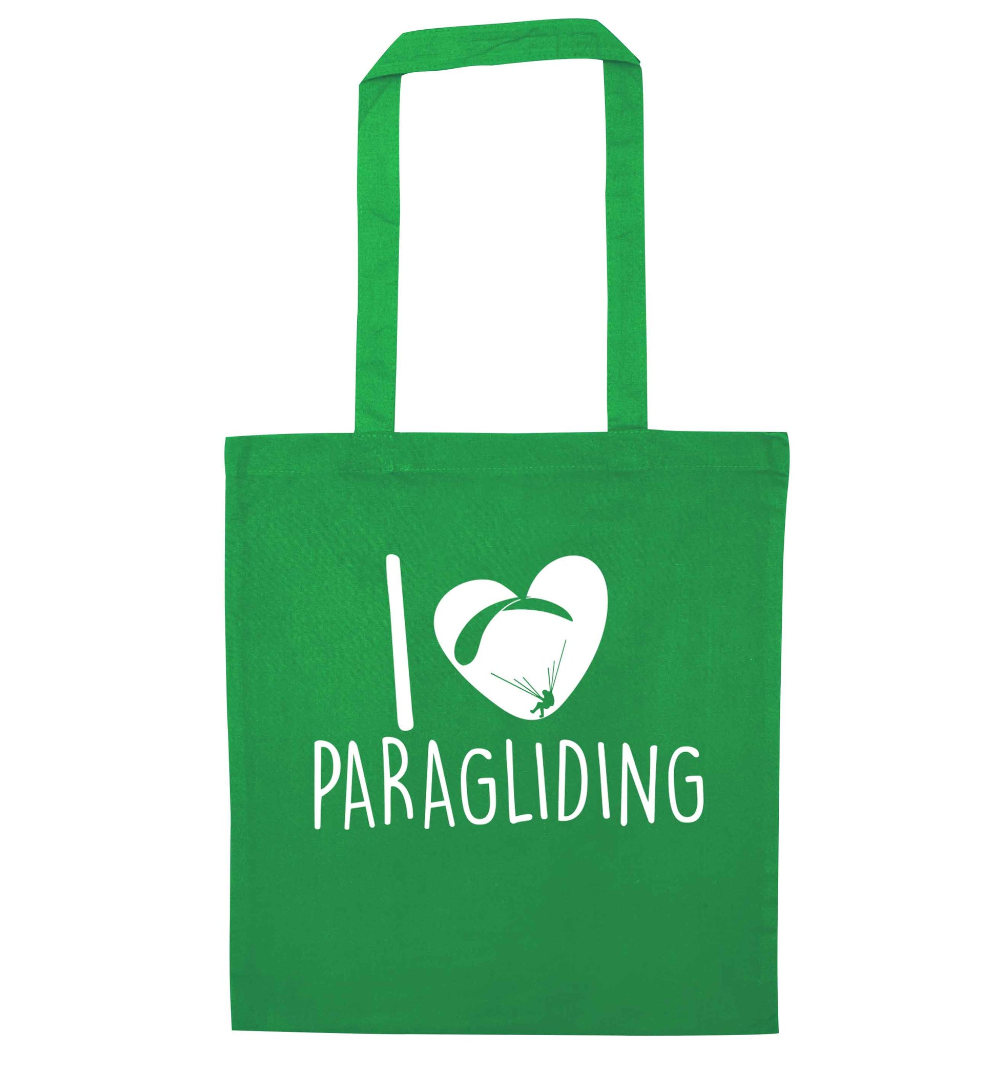 I love paragliding green tote bag