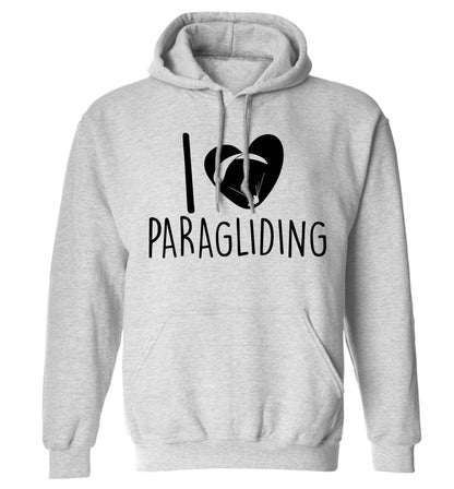 I love paragliding adults unisex grey hoodie 2XL