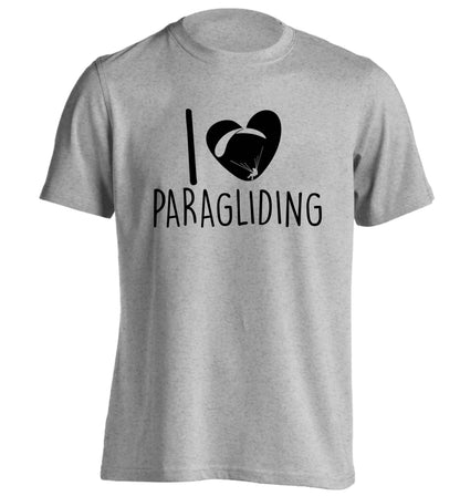 I love paragliding adults unisex grey Tshirt 2XL