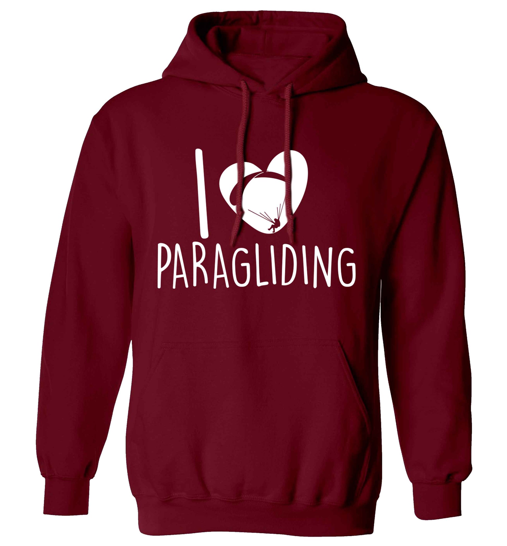 I love paragliding adults unisex maroon hoodie 2XL