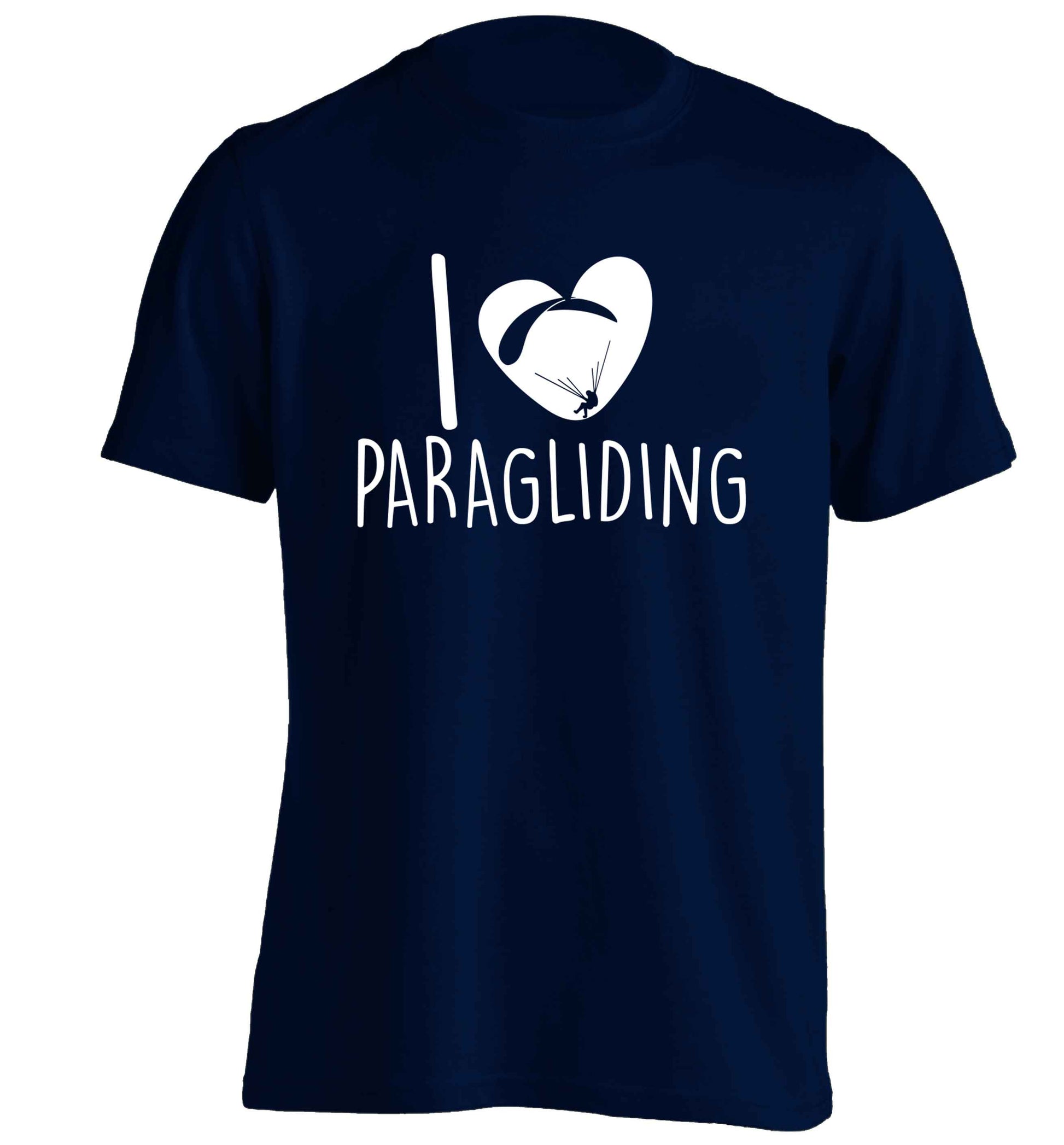 I love paragliding adults unisex navy Tshirt 2XL