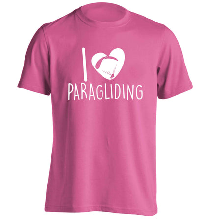 I love paragliding adults unisex pink Tshirt 2XL
