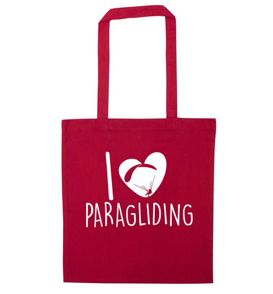 I love paragliding red tote bag