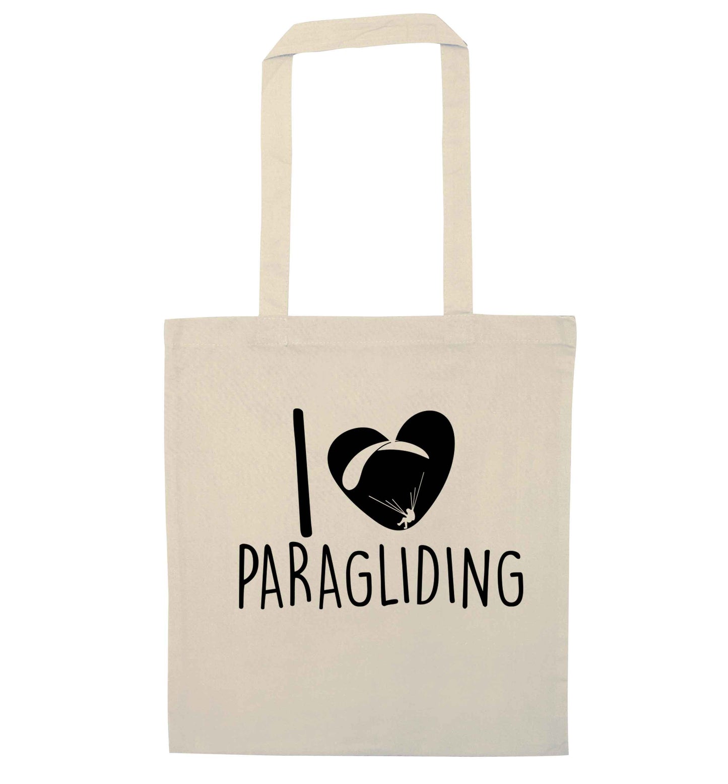 I love paragliding natural tote bag