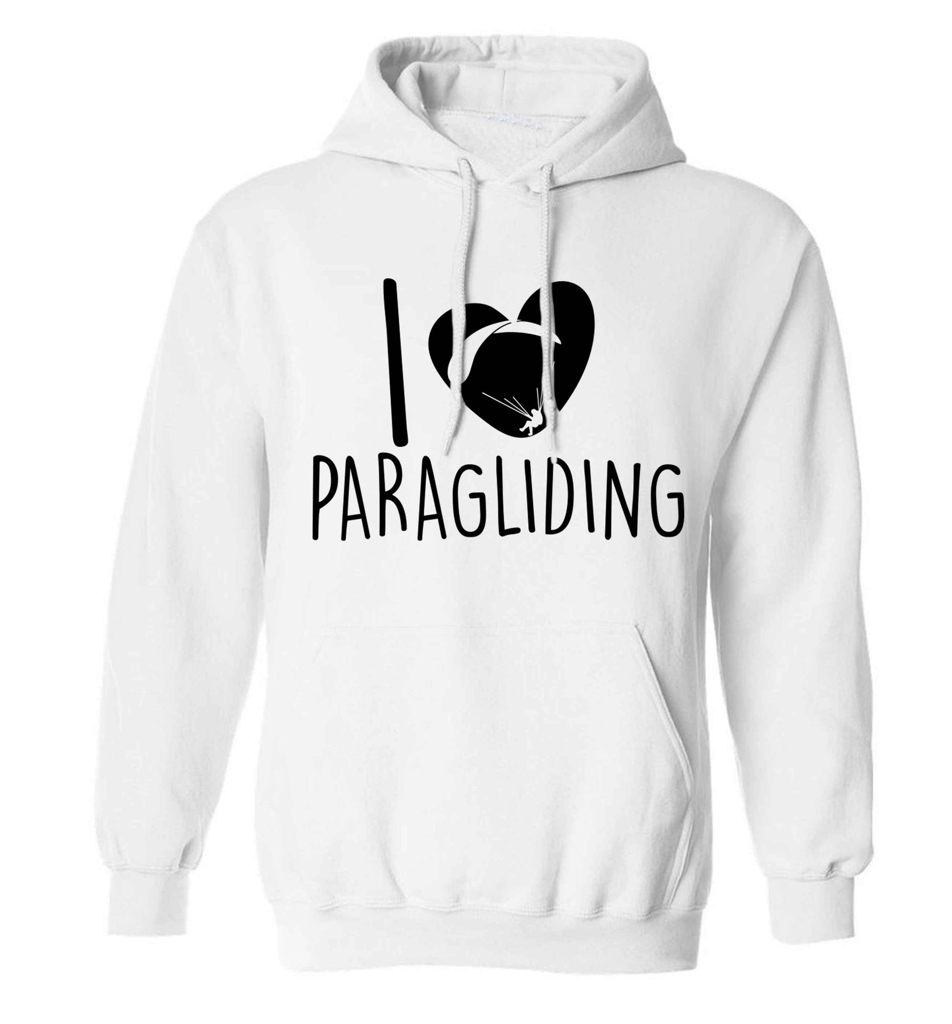 I love paragliding adults unisex white hoodie 2XL