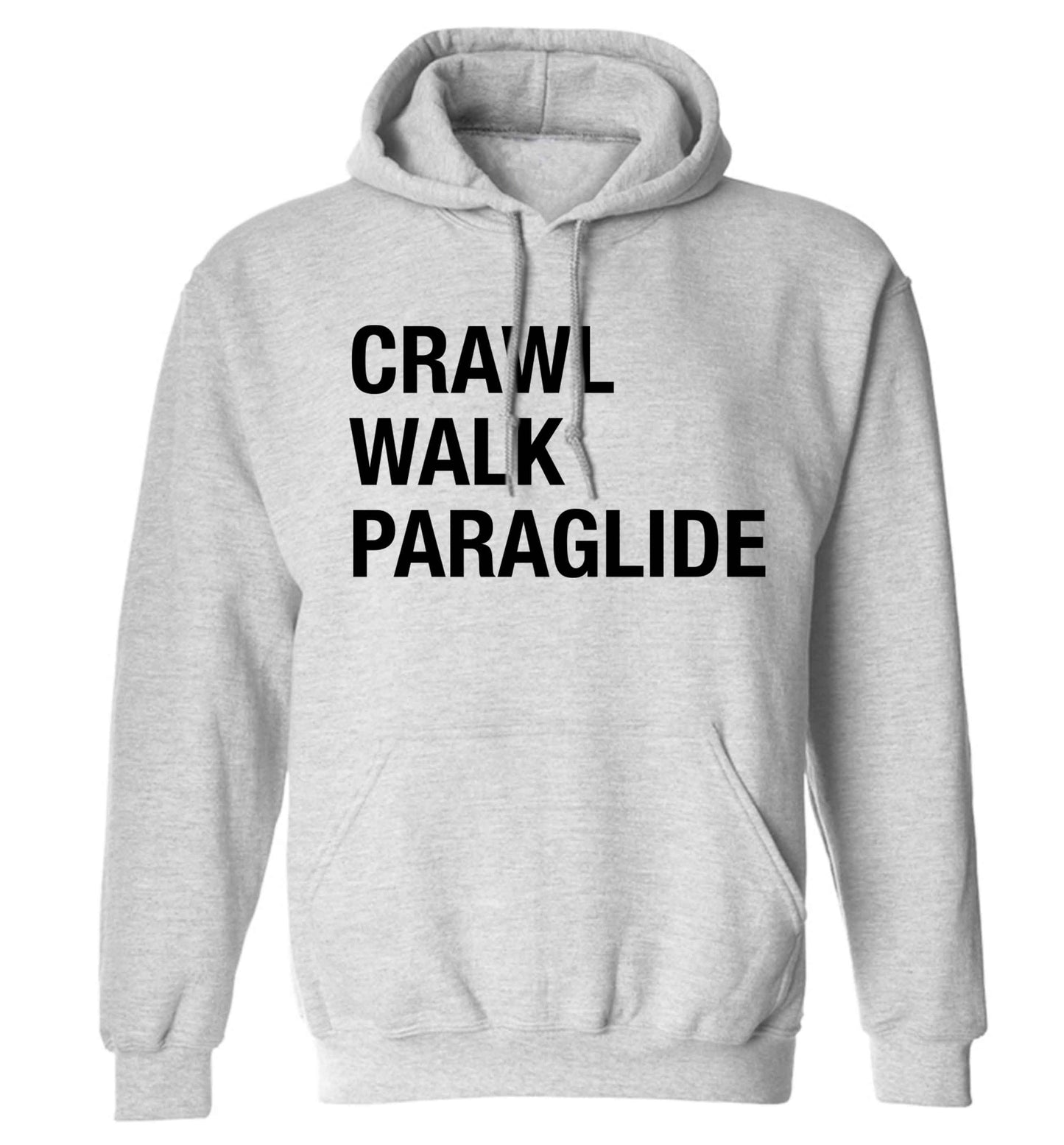 Crawl walk paraglide adults unisex grey hoodie 2XL