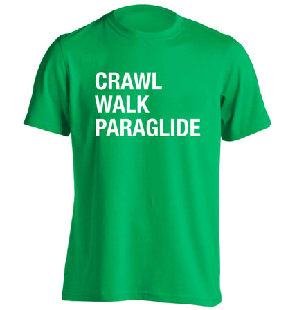Crawl walk paraglide adults unisex green Tshirt 2XL