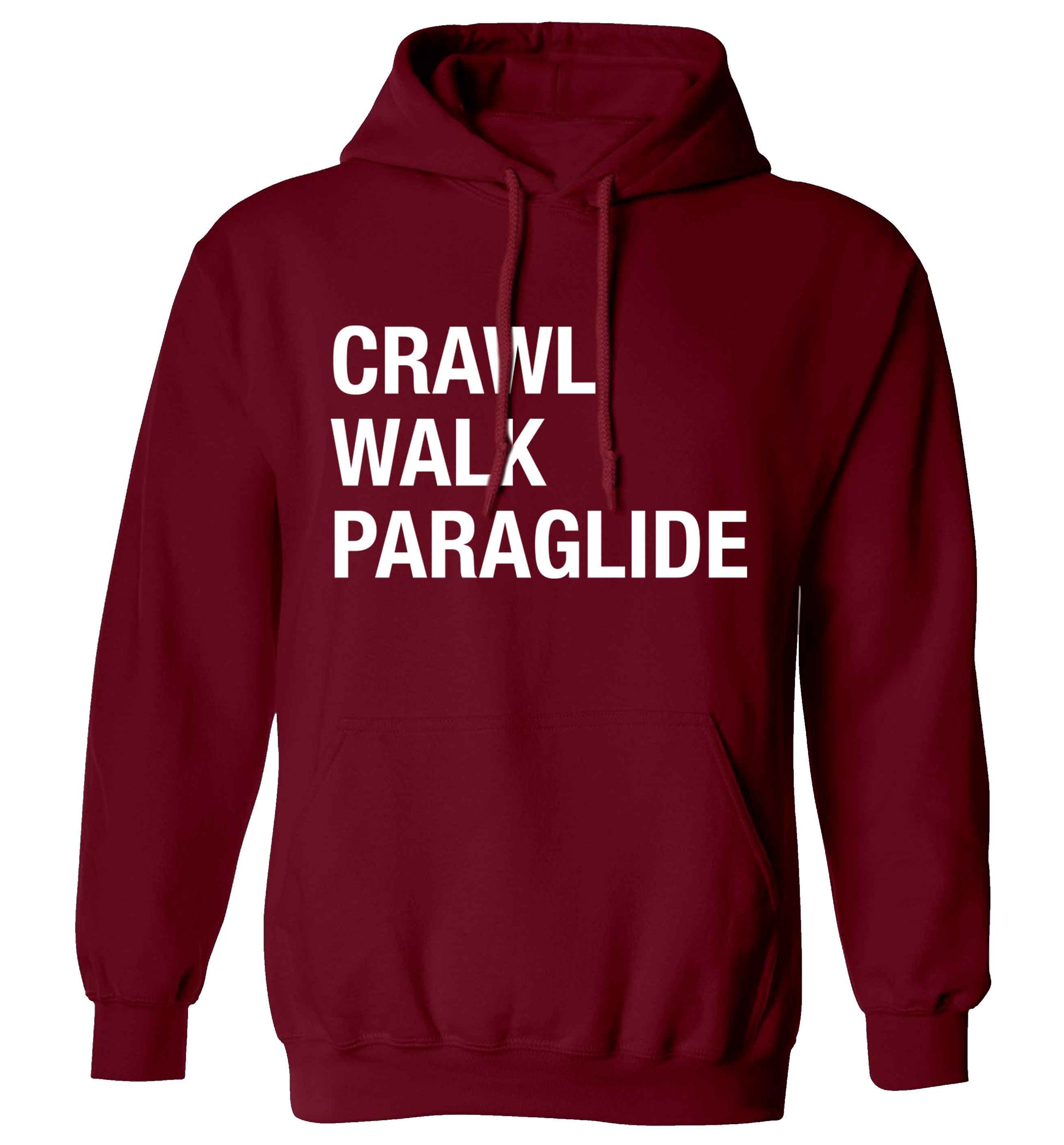 Crawl walk paraglide adults unisex maroon hoodie 2XL