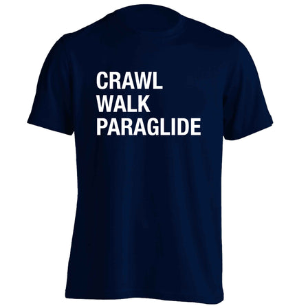 Crawl walk paraglide adults unisex navy Tshirt 2XL