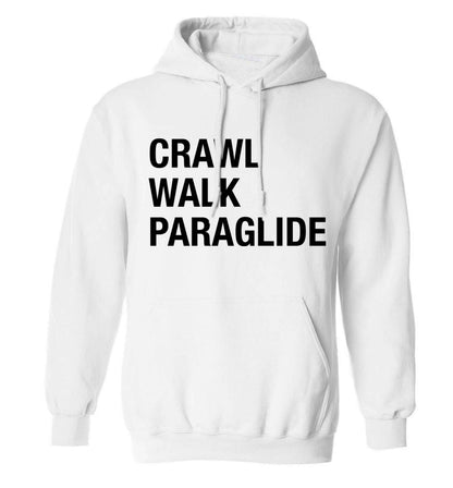 Crawl walk paraglide adults unisex white hoodie 2XL