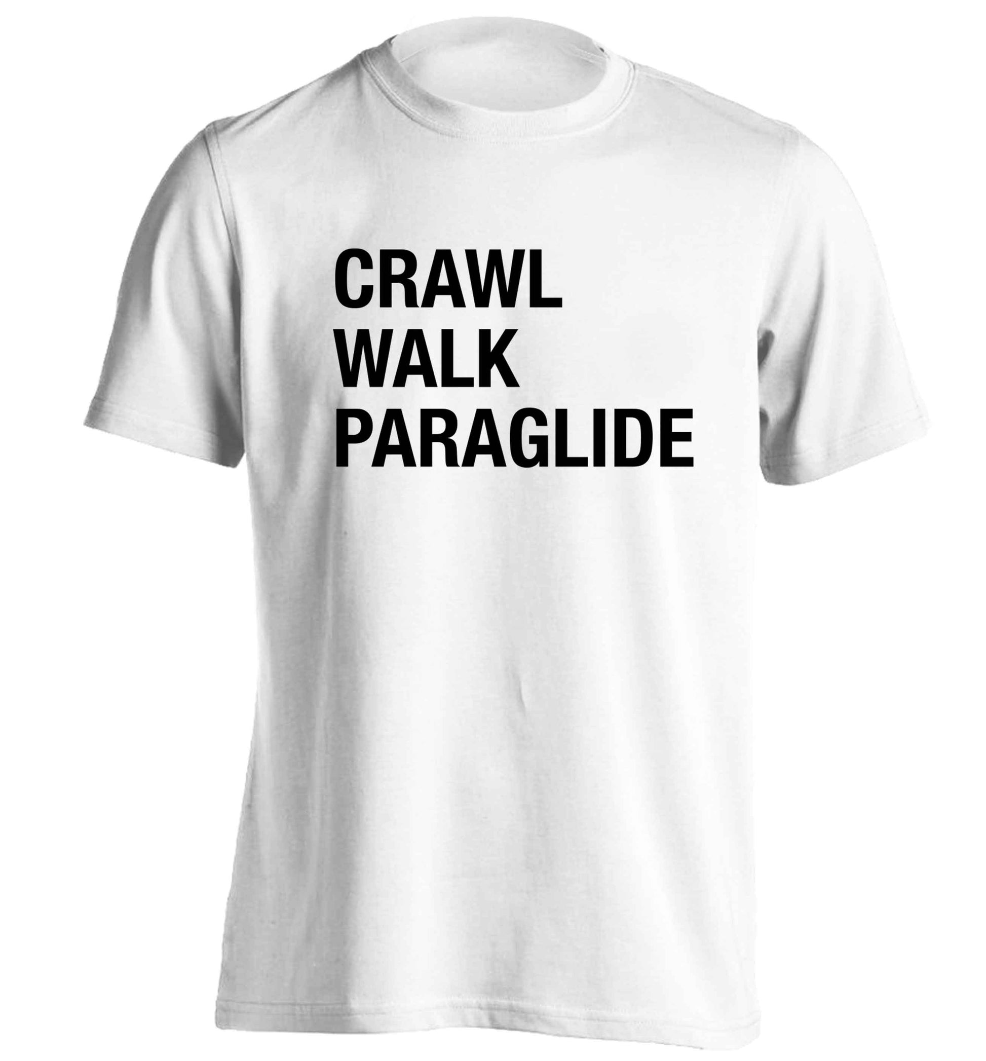 Crawl walk paraglide adults unisex white Tshirt 2XL