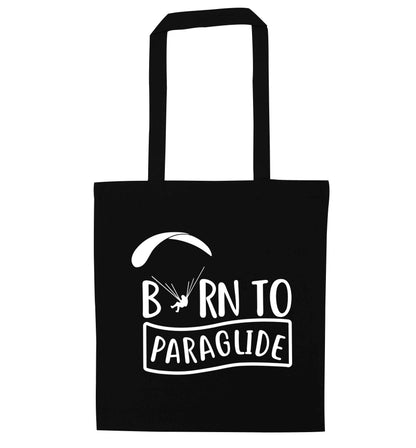 Born to paraglide black tote bag