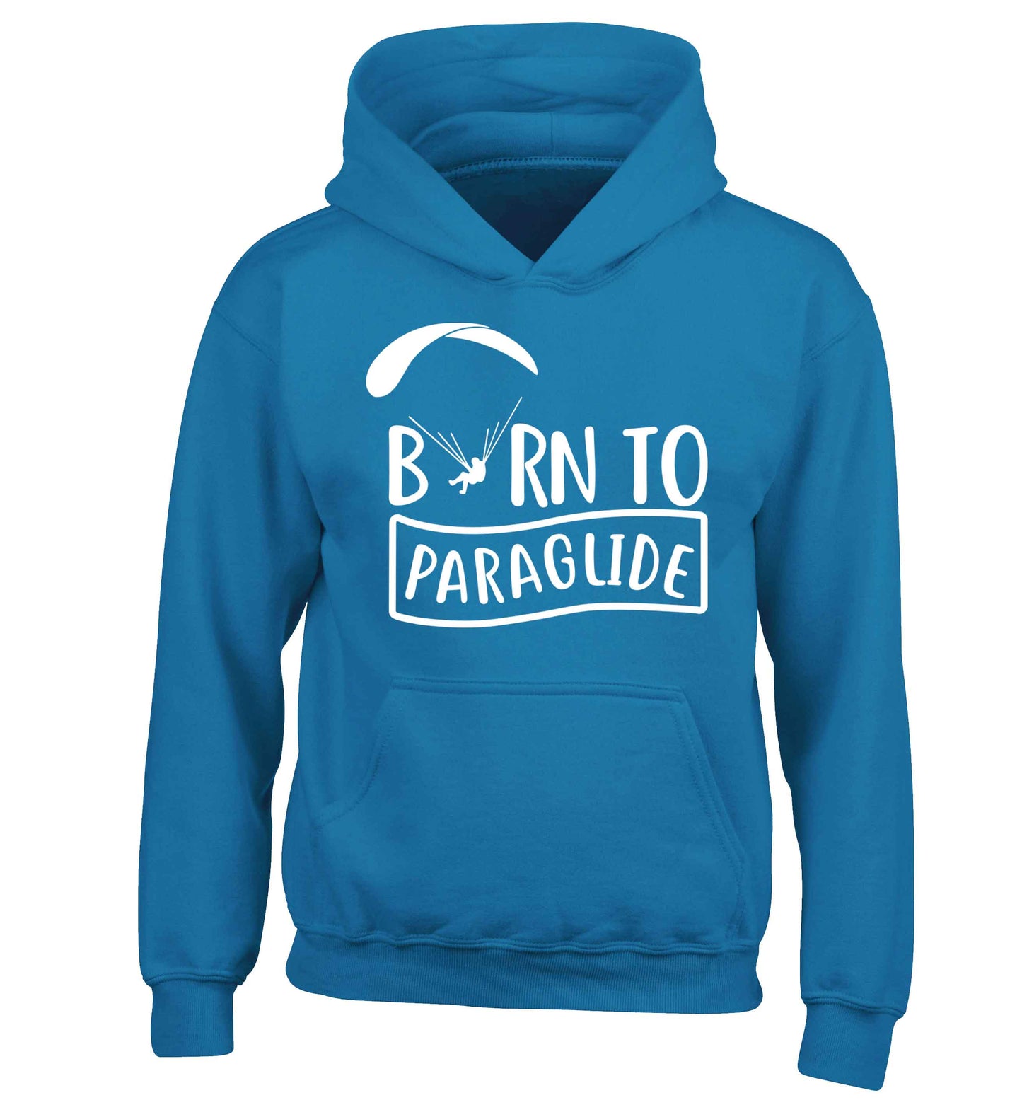 Born to paraglide children's blue hoodie 12-13 Years
