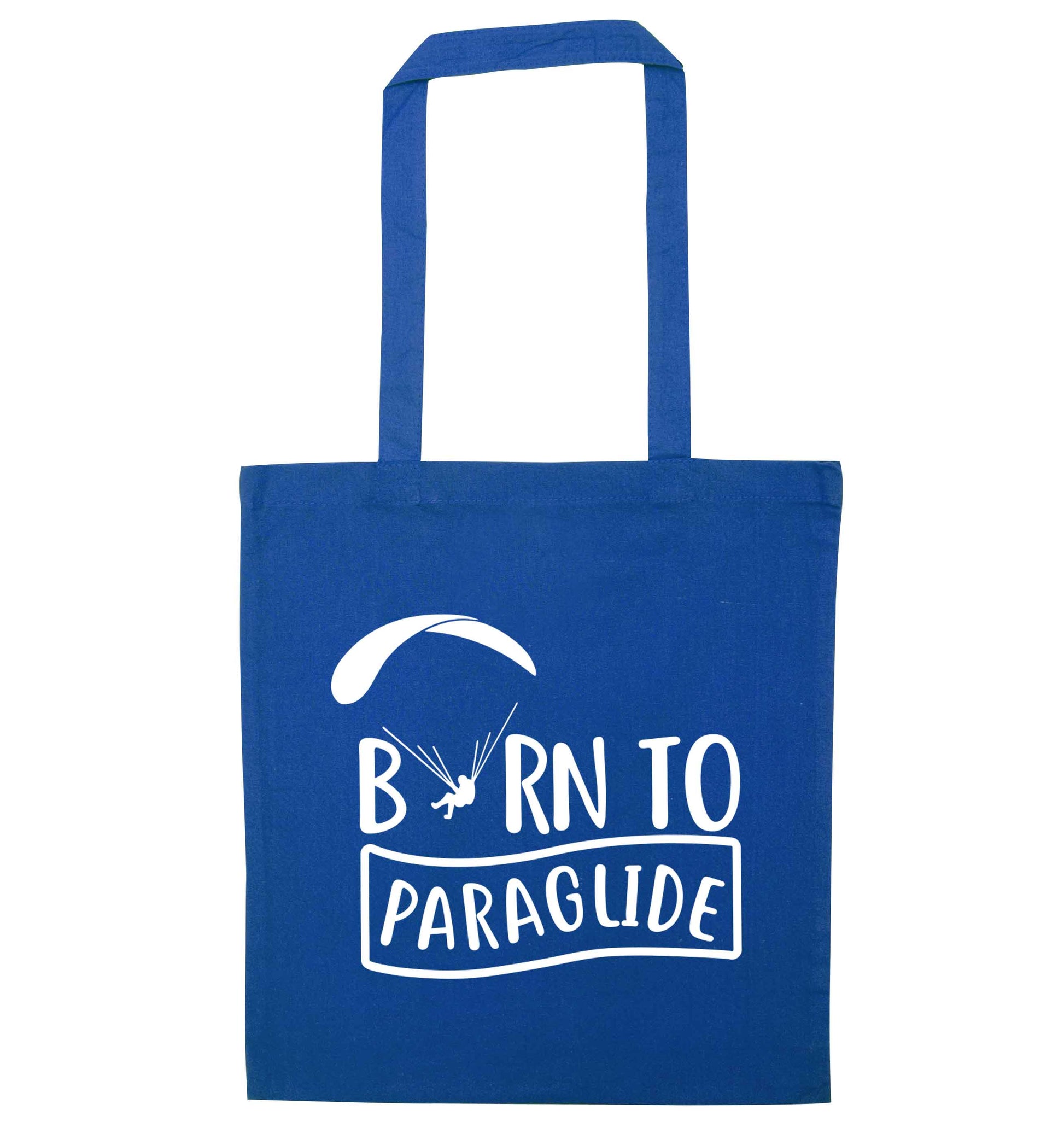 Born to paraglide blue tote bag
