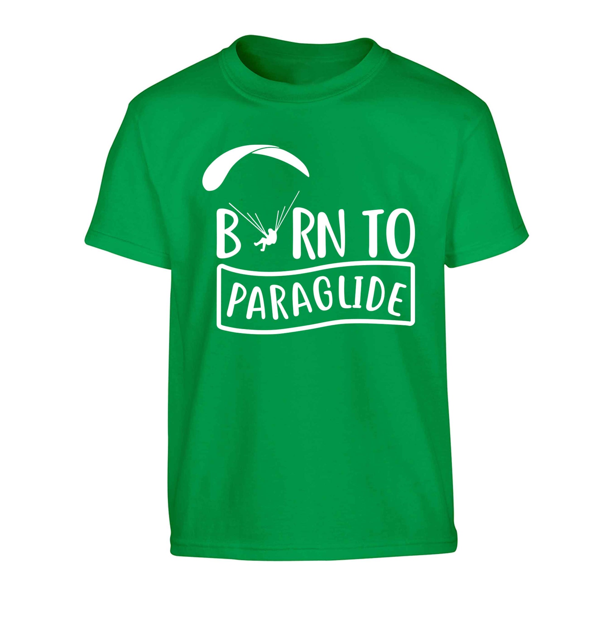 Born to paraglide Children's green Tshirt 12-13 Years