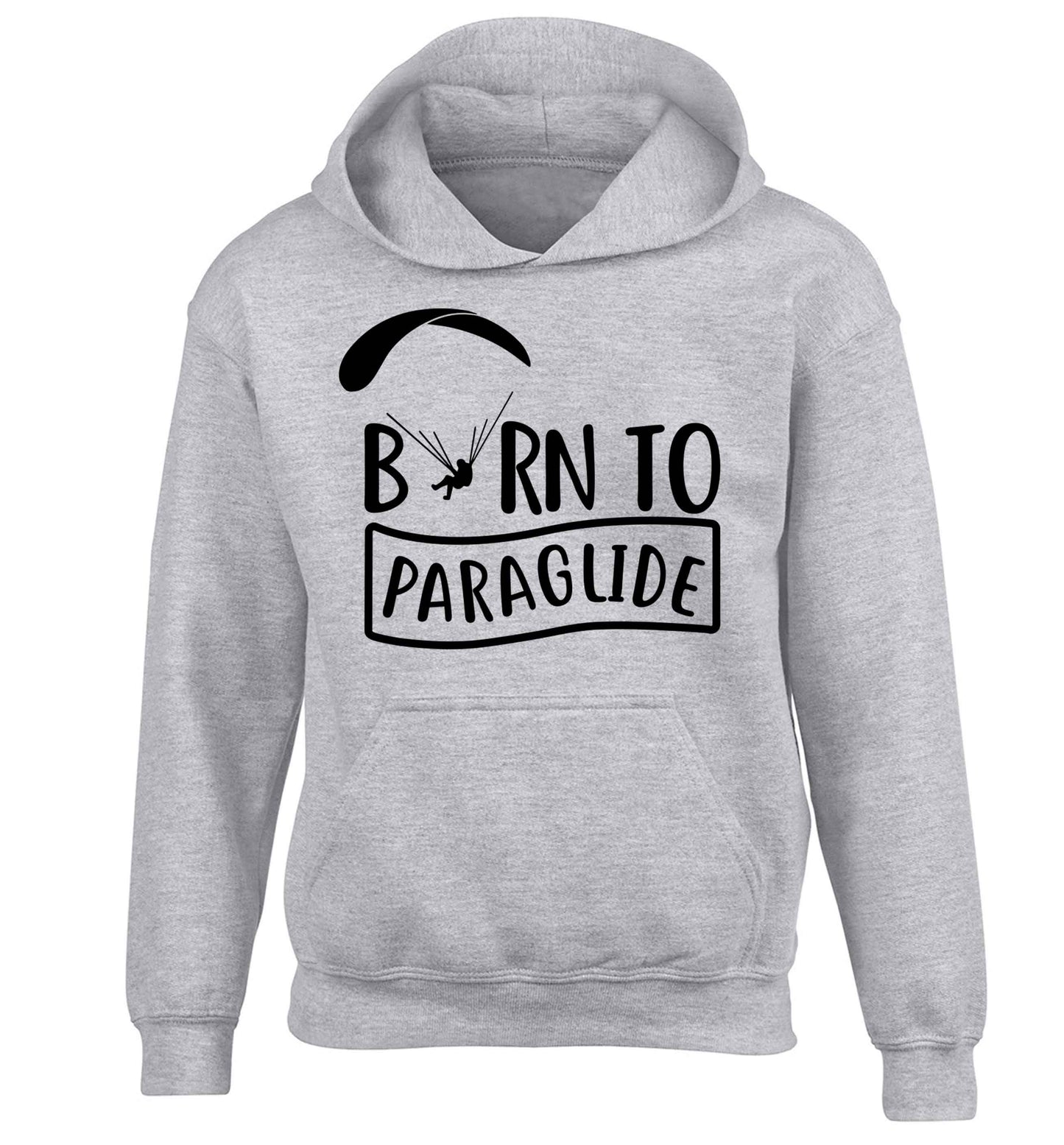 Born to paraglide children's grey hoodie 12-13 Years