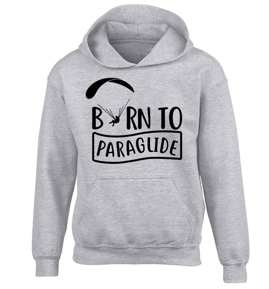 Born to paraglide children's grey hoodie 12-13 Years