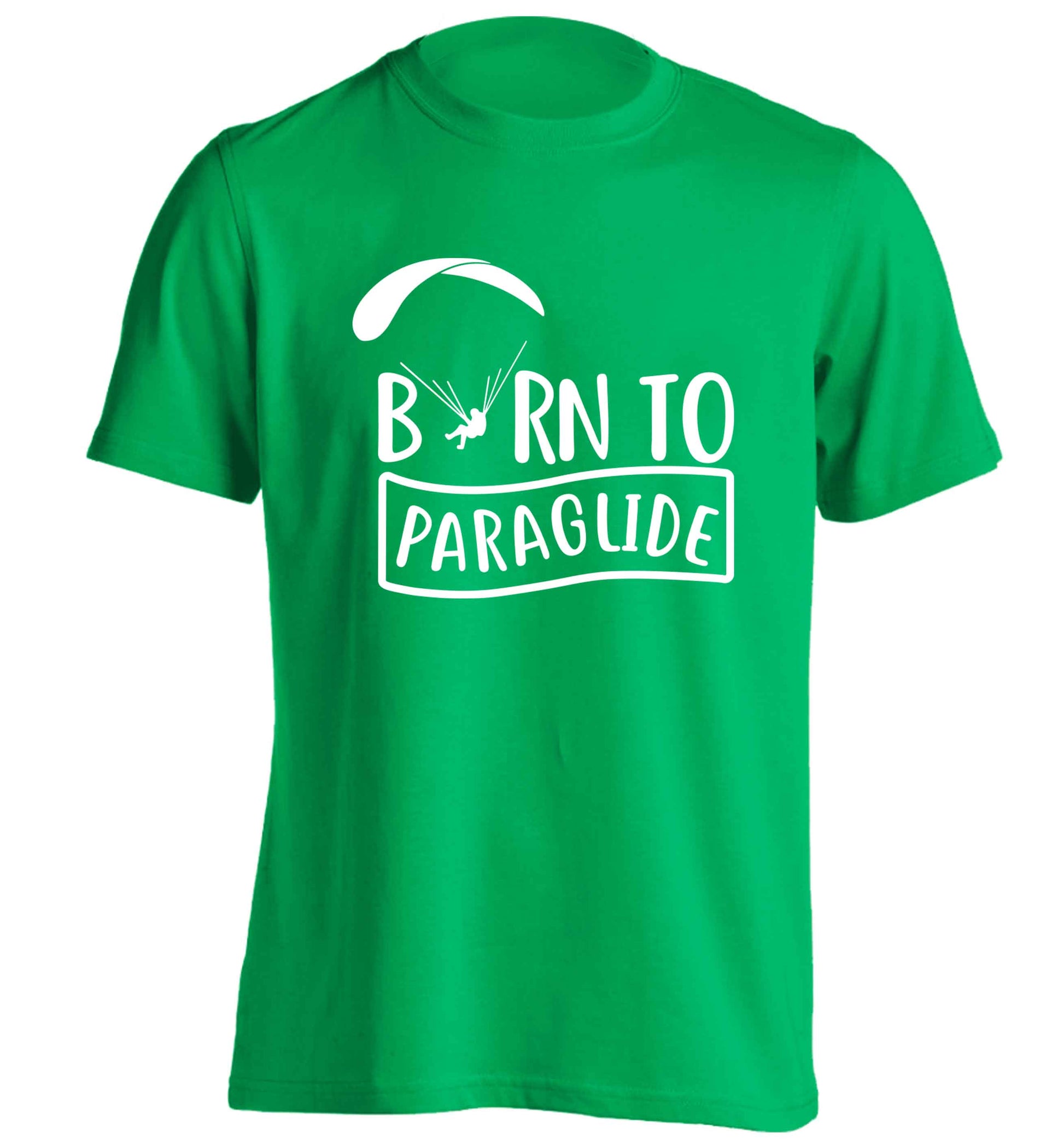 Born to paraglide adults unisex green Tshirt 2XL