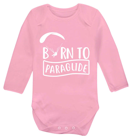 Born to paraglide Baby Vest long sleeved pale pink 6-12 months