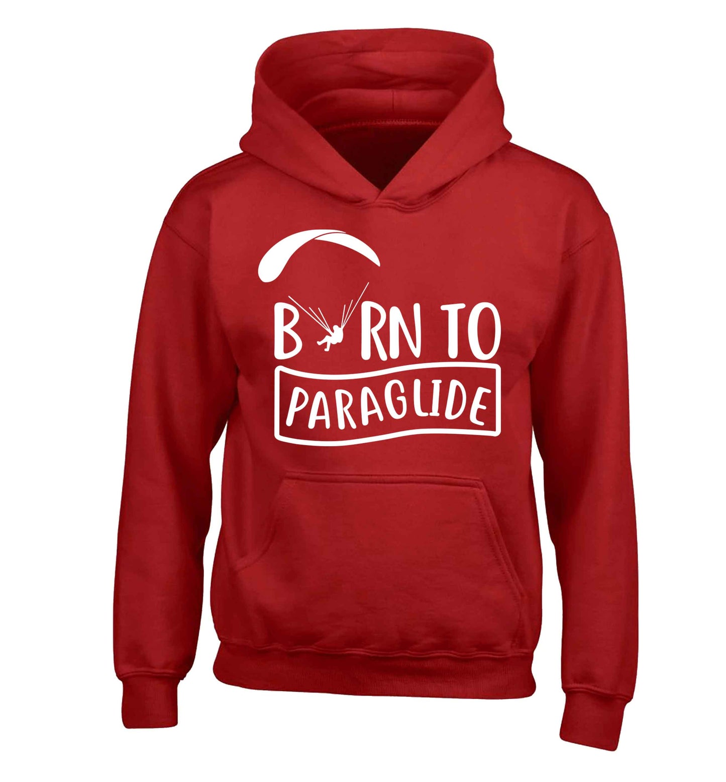 Born to paraglide children's red hoodie 12-13 Years