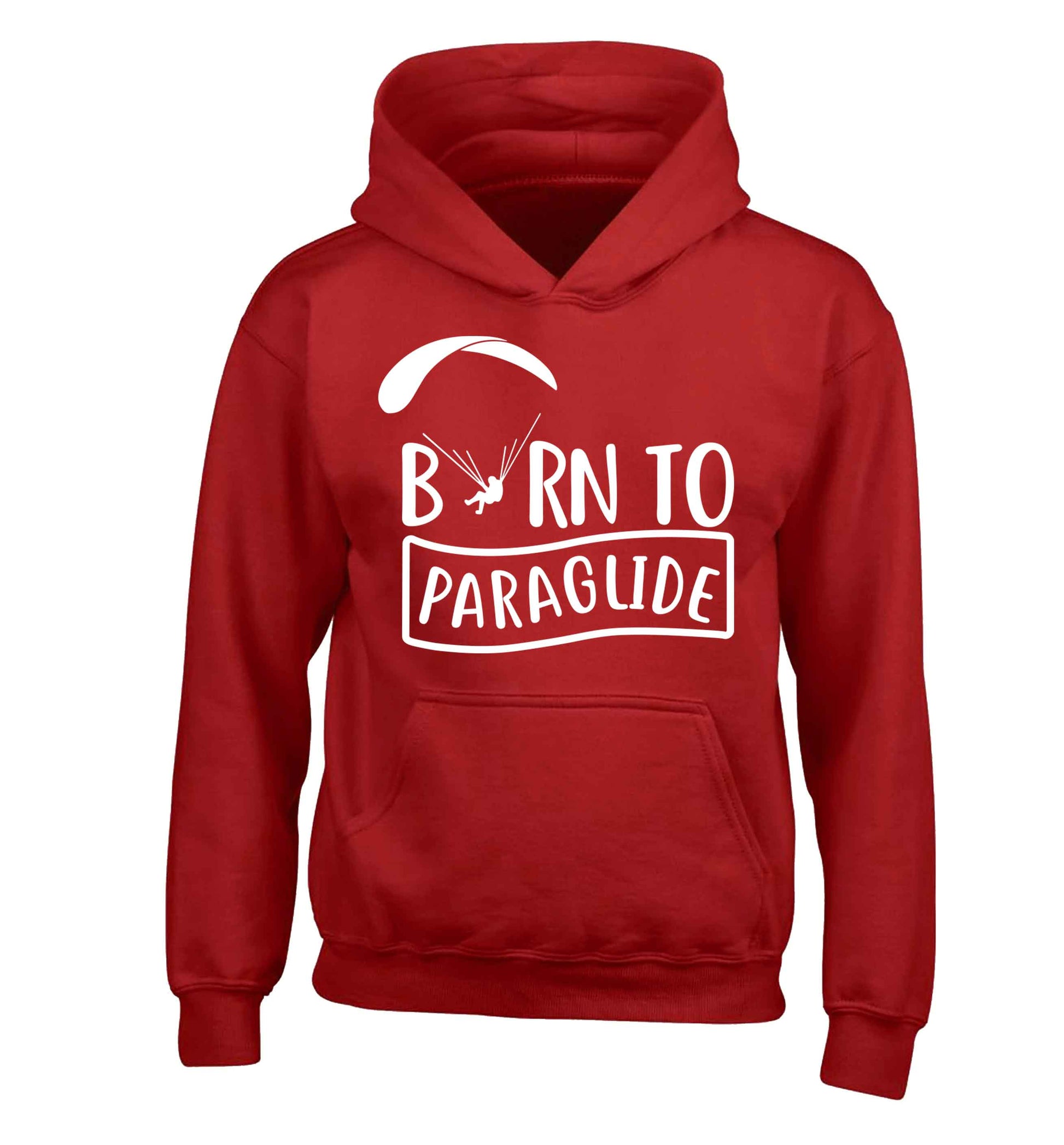 Born to paraglide children's red hoodie 12-13 Years