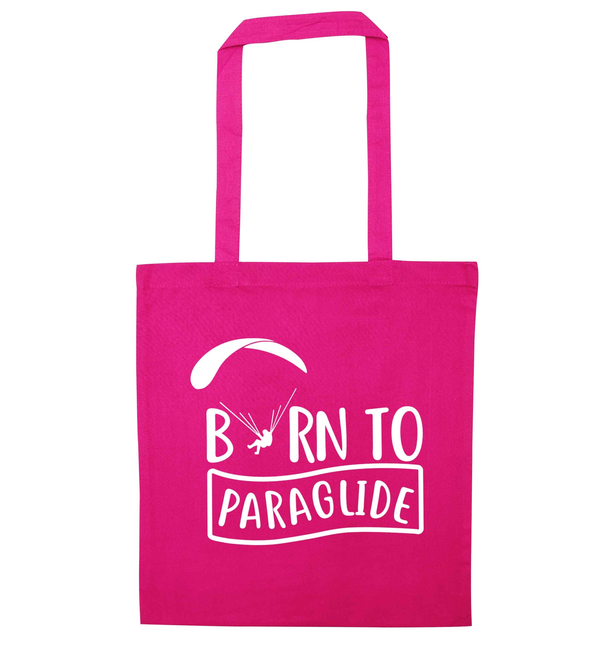 Born to paraglide pink tote bag