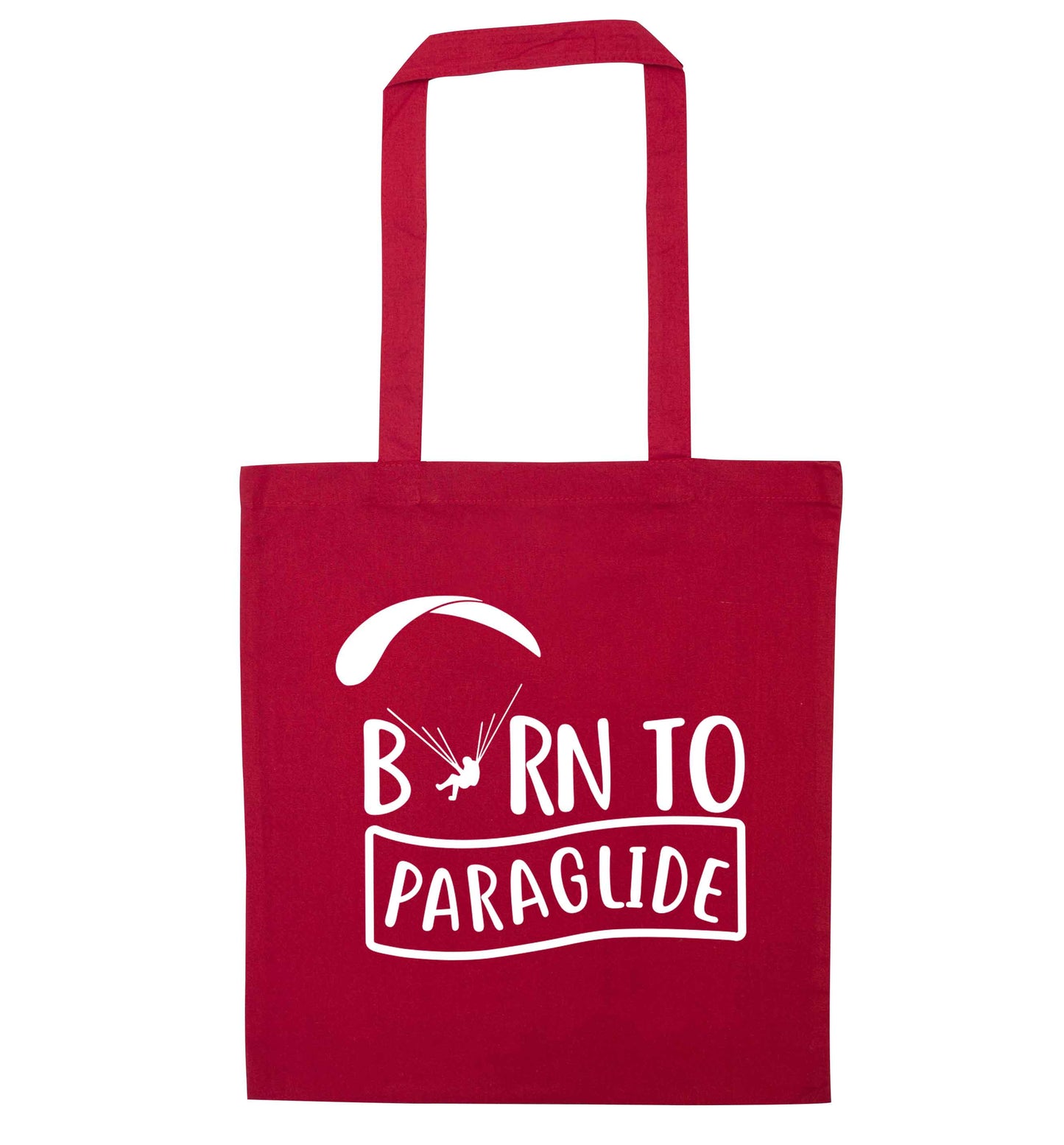 Born to paraglide red tote bag