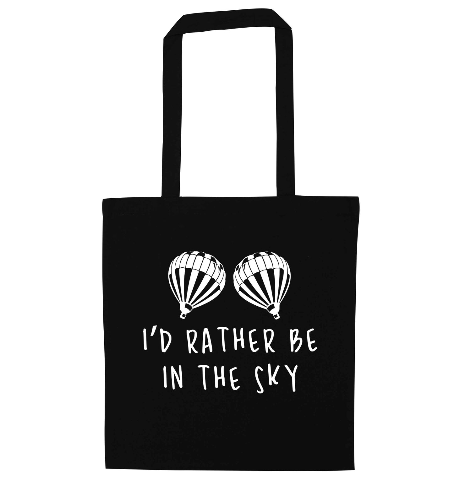 My head is in the clouds black tote bag