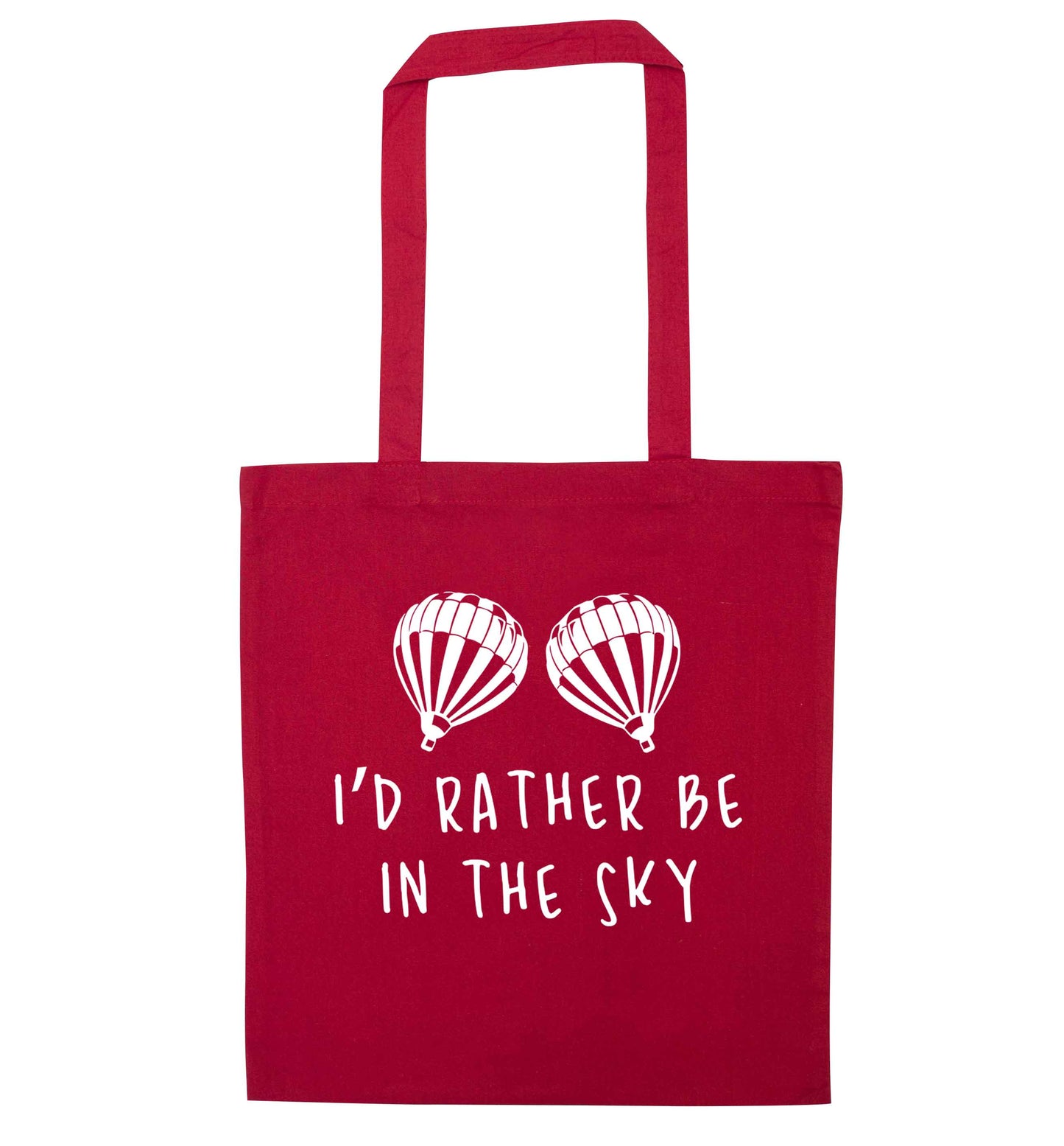 My head is in the clouds red tote bag