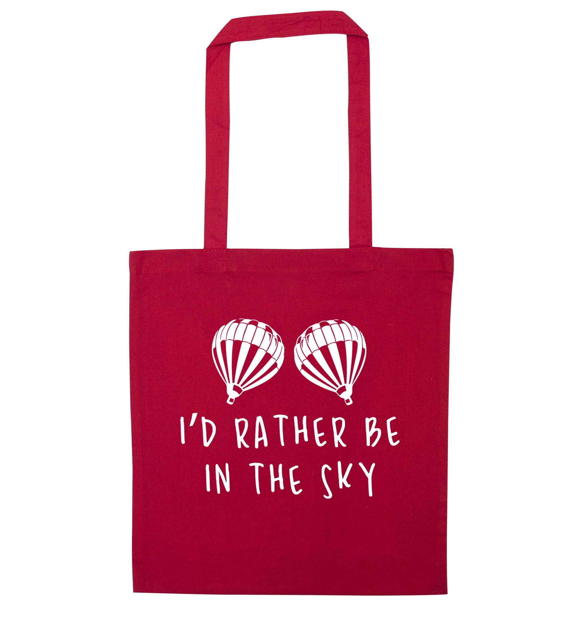 My head is in the clouds red tote bag
