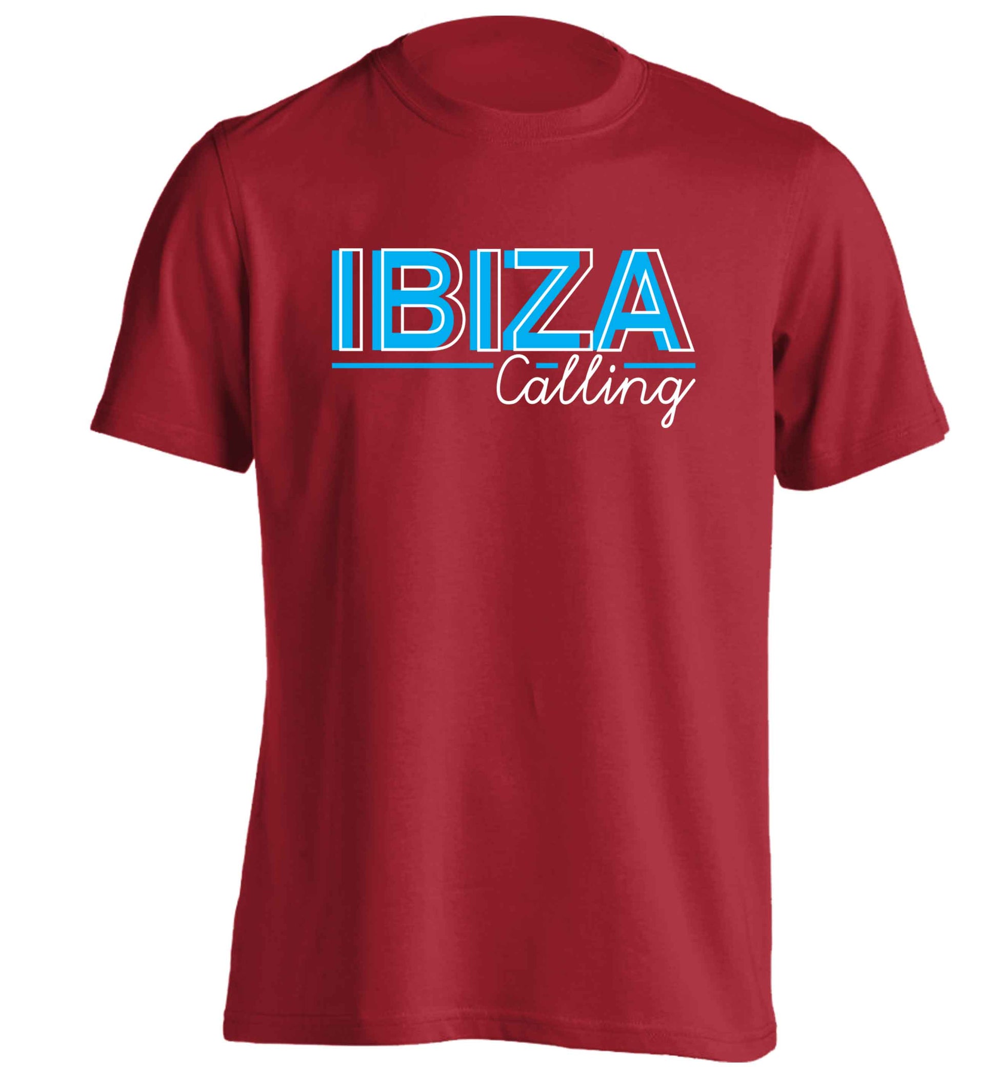 Ibiza calling adults unisex red Tshirt 2XL