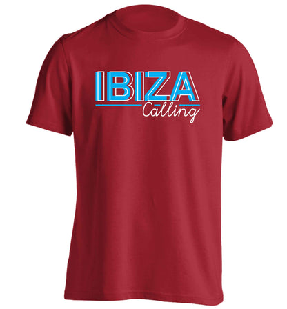 Ibiza calling adults unisex red Tshirt 2XL