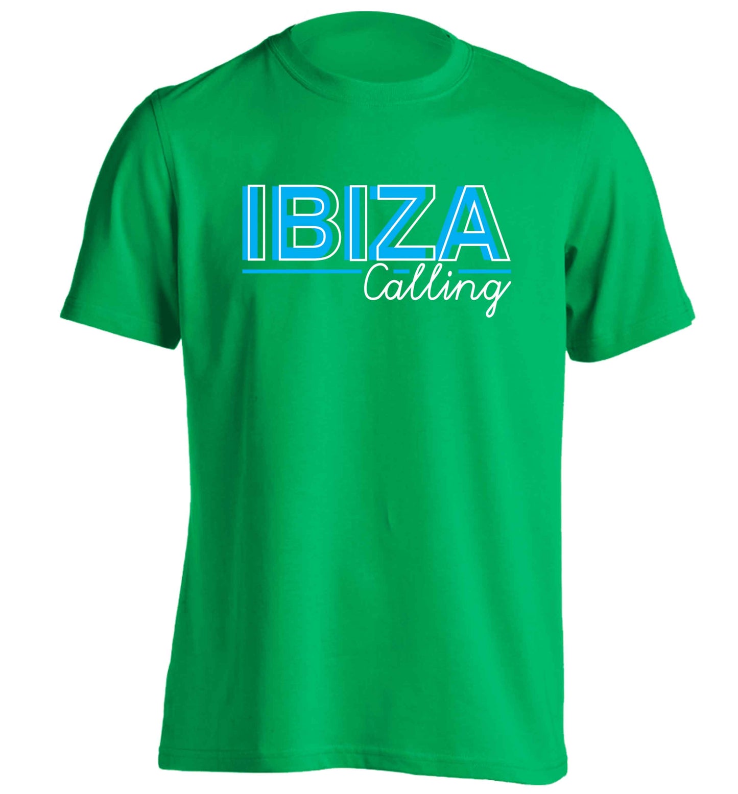 Ibiza calling adults unisex green Tshirt 2XL