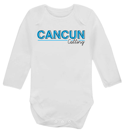Cancun calling Baby Vest long sleeved white 6-12 months