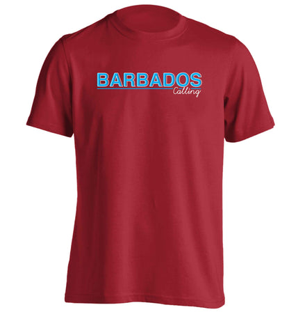 Barbados calling adults unisex red Tshirt 2XL