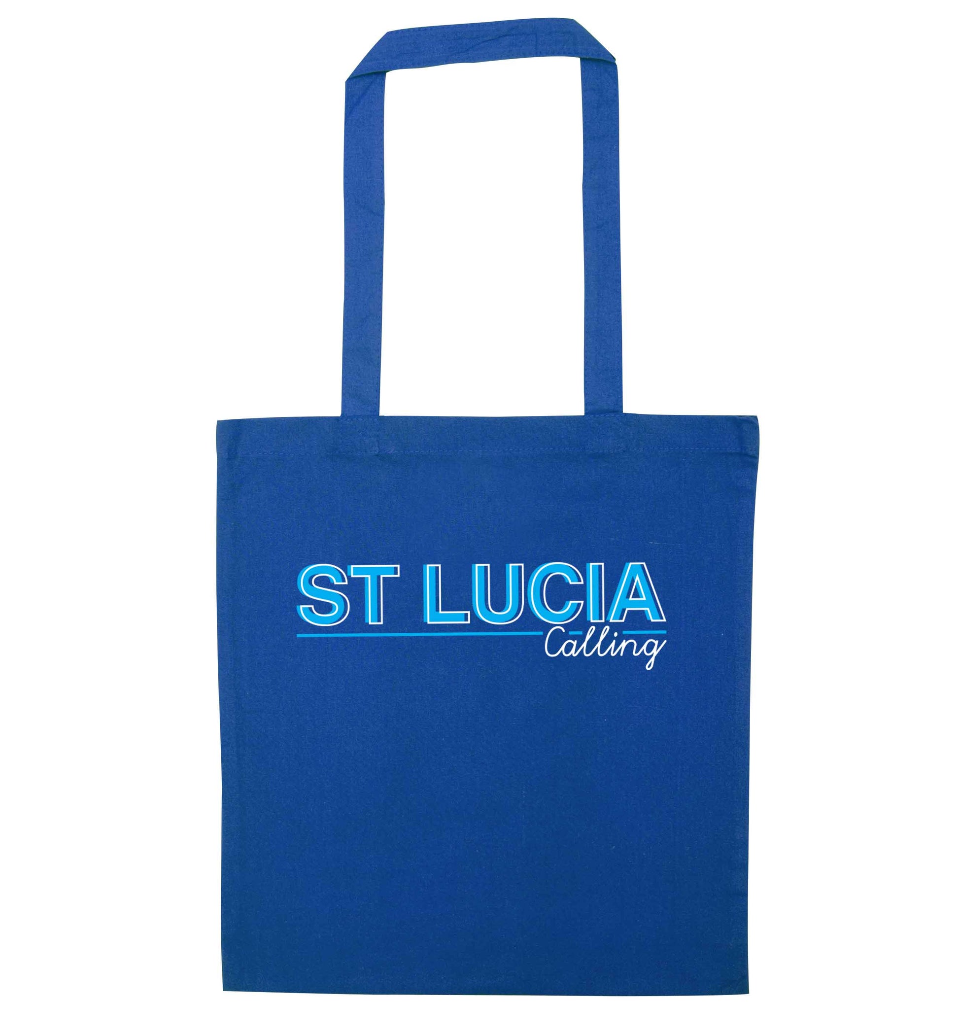 St Lucia calling blue tote bag
