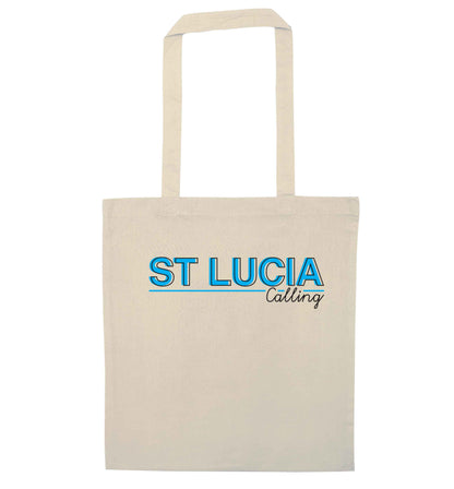 St Lucia calling natural tote bag