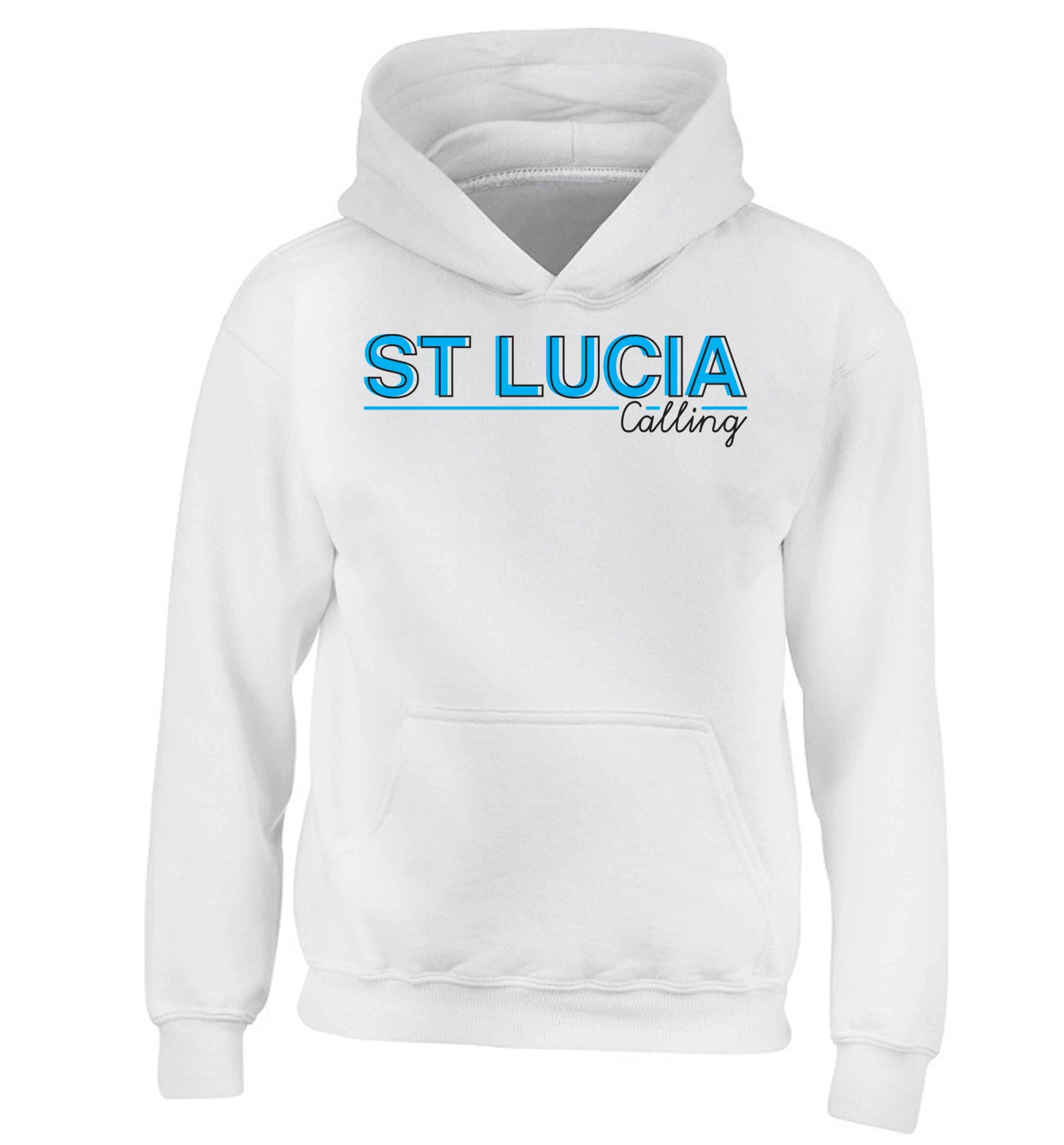 St Lucia calling children's white hoodie 12-13 Years