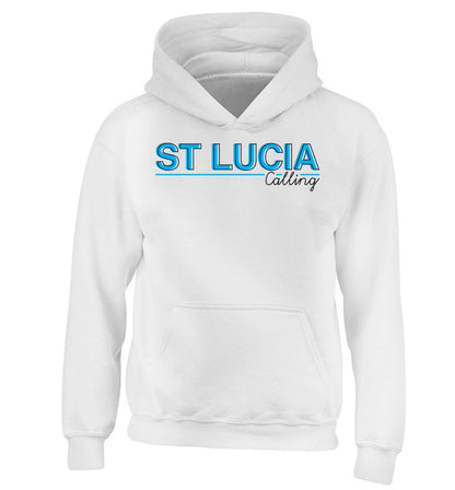 St Lucia calling children's white hoodie 12-13 Years