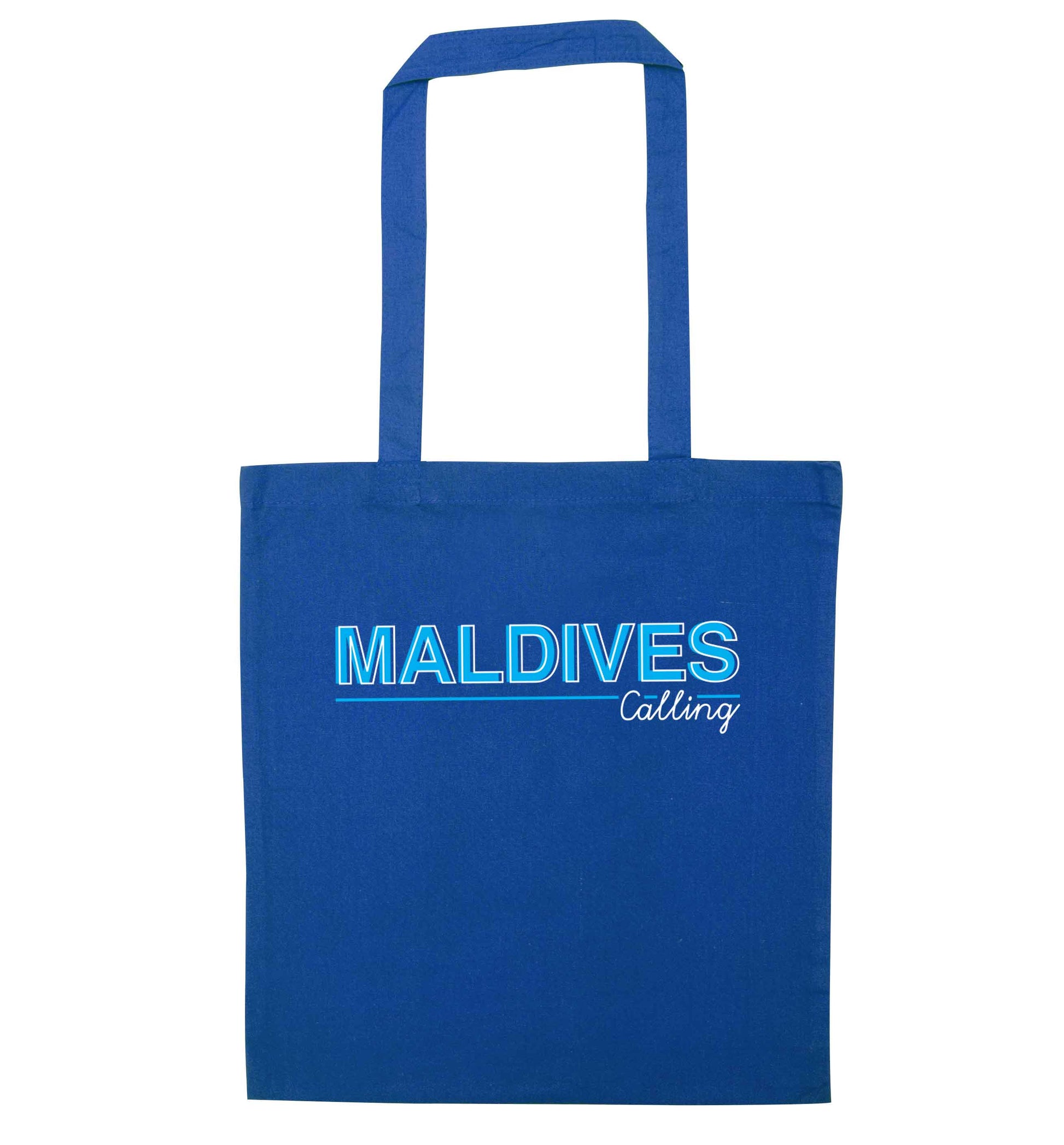 Maldives calling blue tote bag