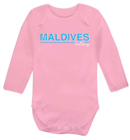 Maldives calling Baby Vest long sleeved pale pink 6-12 months