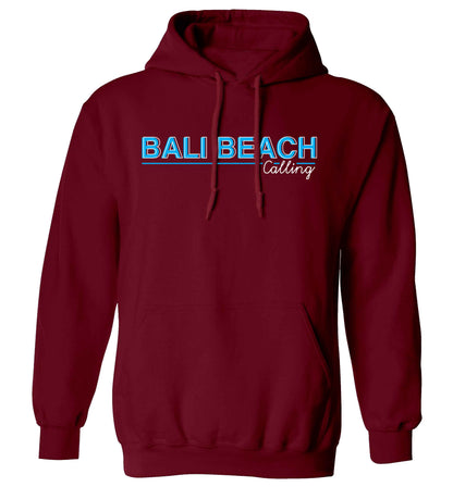 Bali beach calling adults unisex maroon hoodie 2XL