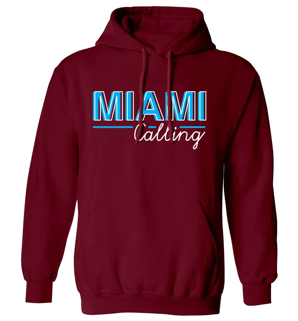Miami calling adults unisex maroon hoodie 2XL