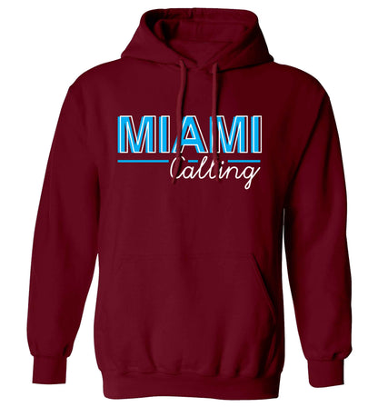 Miami calling adults unisex maroon hoodie 2XL