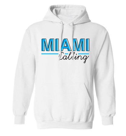 Miami calling adults unisex white hoodie 2XL