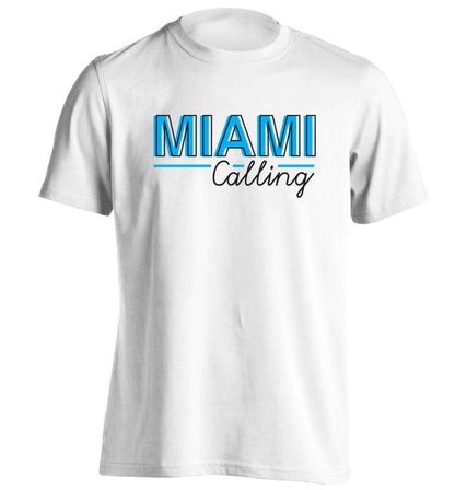 Miami calling adults unisex white Tshirt 2XL