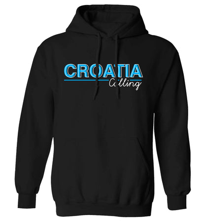 Croatia calling adults unisex black hoodie 2XL