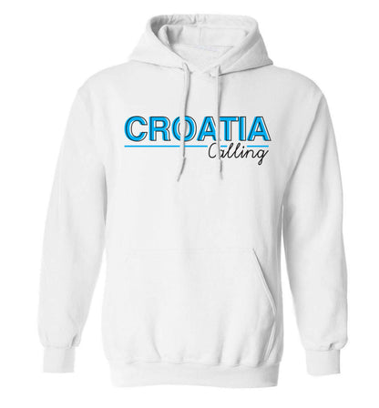Croatia calling adults unisex white hoodie 2XL