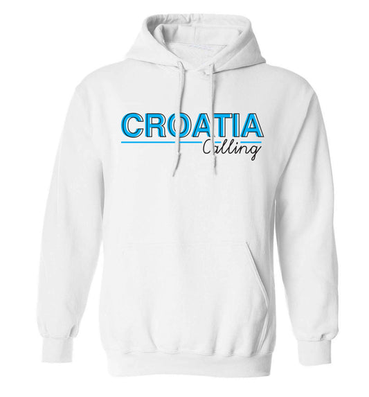 Croatia calling adults unisex white hoodie 2XL